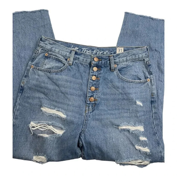 We the Free Blossom Rigid Skinny Jeans High Rise Button Fly Size 31 - Picture 3 of 11